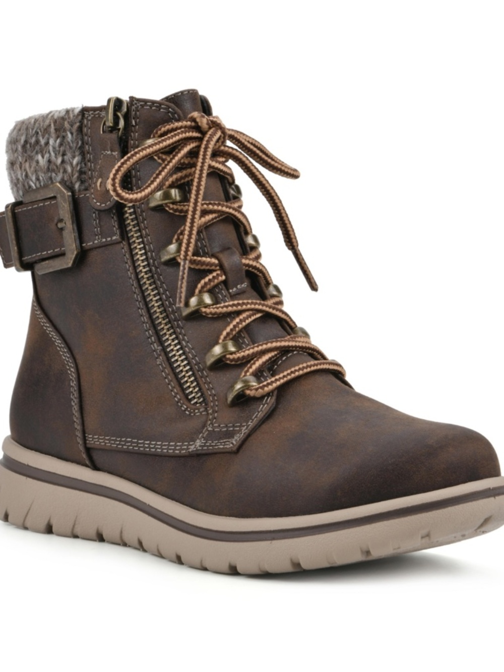 Cliffs by White Mountain Hearten Women's Hiker Ankle Boots Brown Fabric